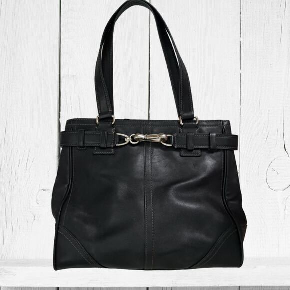 Coach Legacy Hampton Black Leather Satchel - Picture 1 of 12